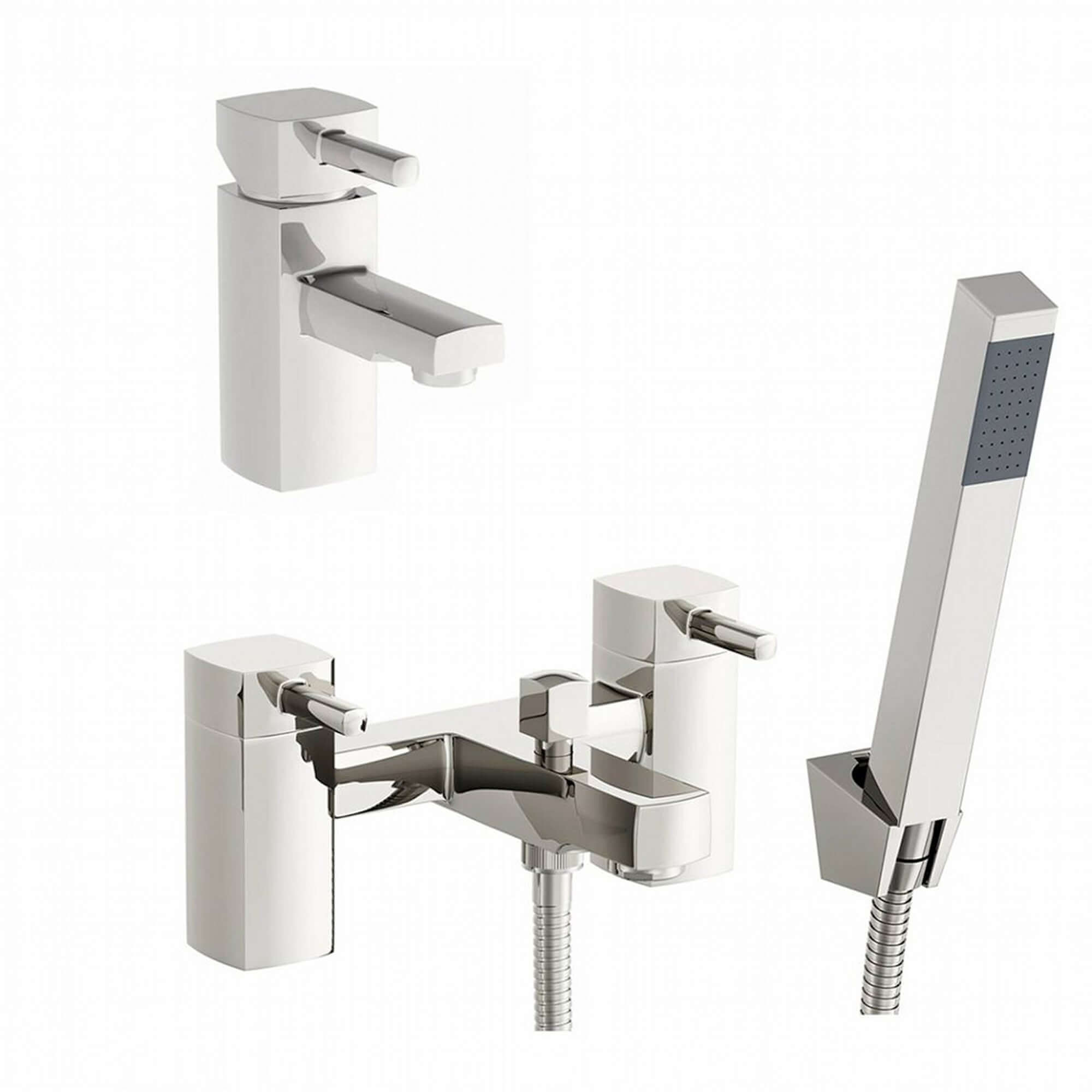 Buy Stella bath shower mixer tap + basin mixer tap pack - chrome Online UK | HOUSE OF ENKI